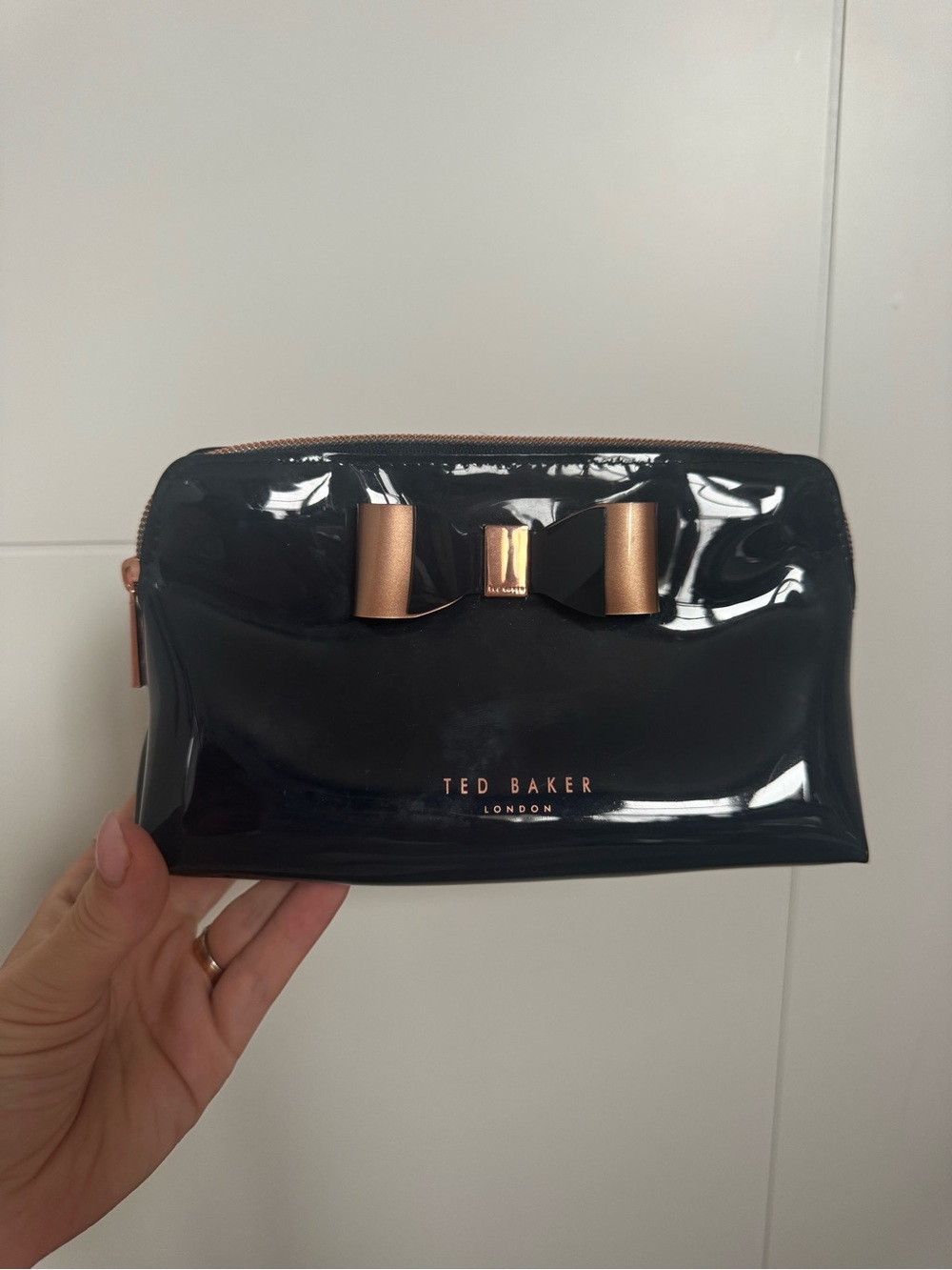 Ted Baker Navy Patent Bow Cosmetics Pouch